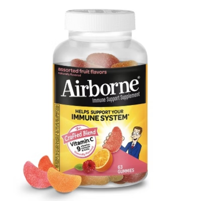 Airborne Immune Support Gummies – Assorted Fruit, 63ct, Vitamin C & Zinc