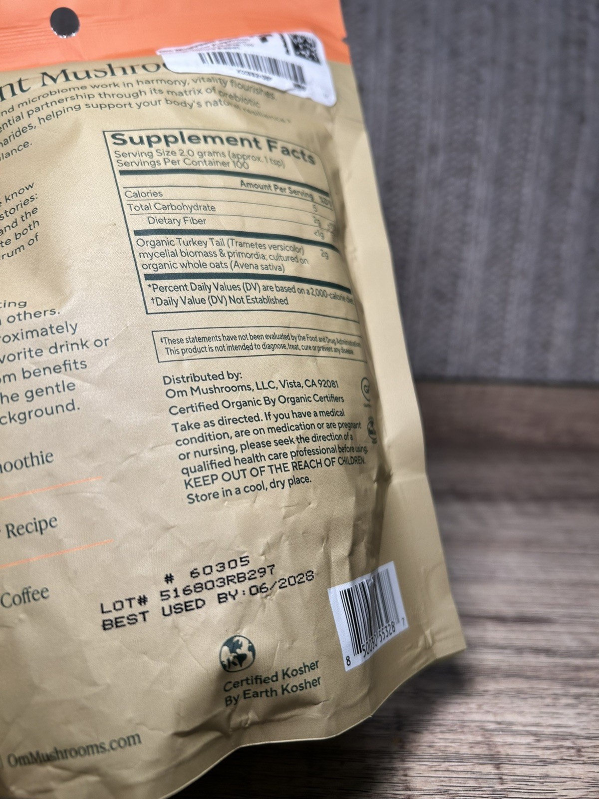 OM Mushroom Superfood Turkey Tail Certified Organic Mushroom Powder 200 grams