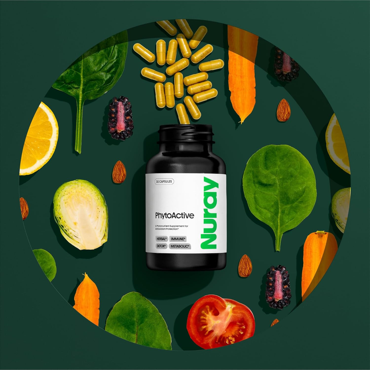 Nuray PhytoActive Dietary Supplement with Broccoli Sprout Powder, Herbal Extract