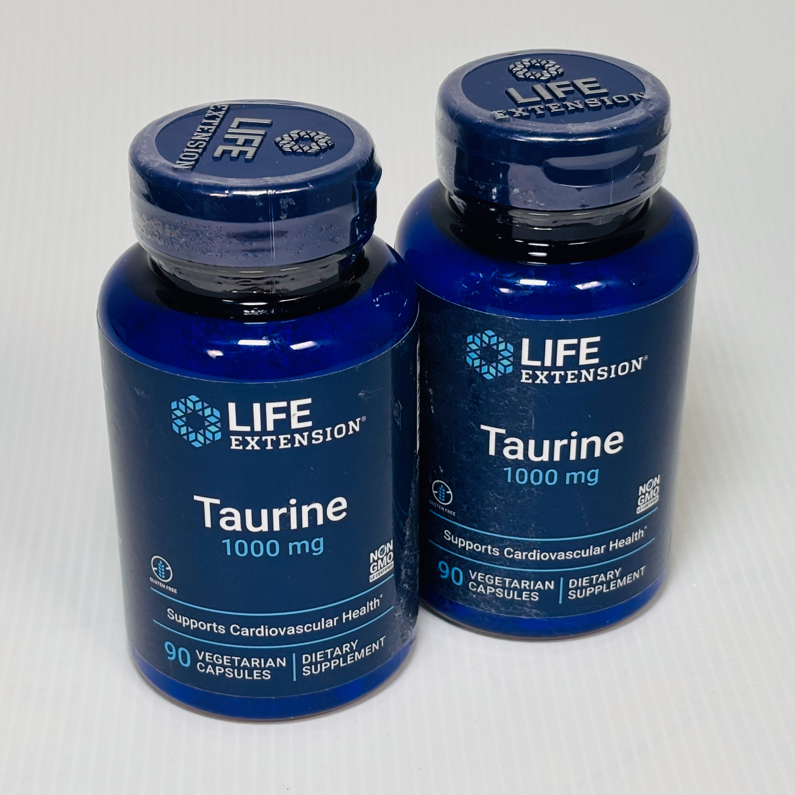 Life Extension Taurine 1000mg Amino Acid 90 caps 2 bottle bundle New Exp 07/27
