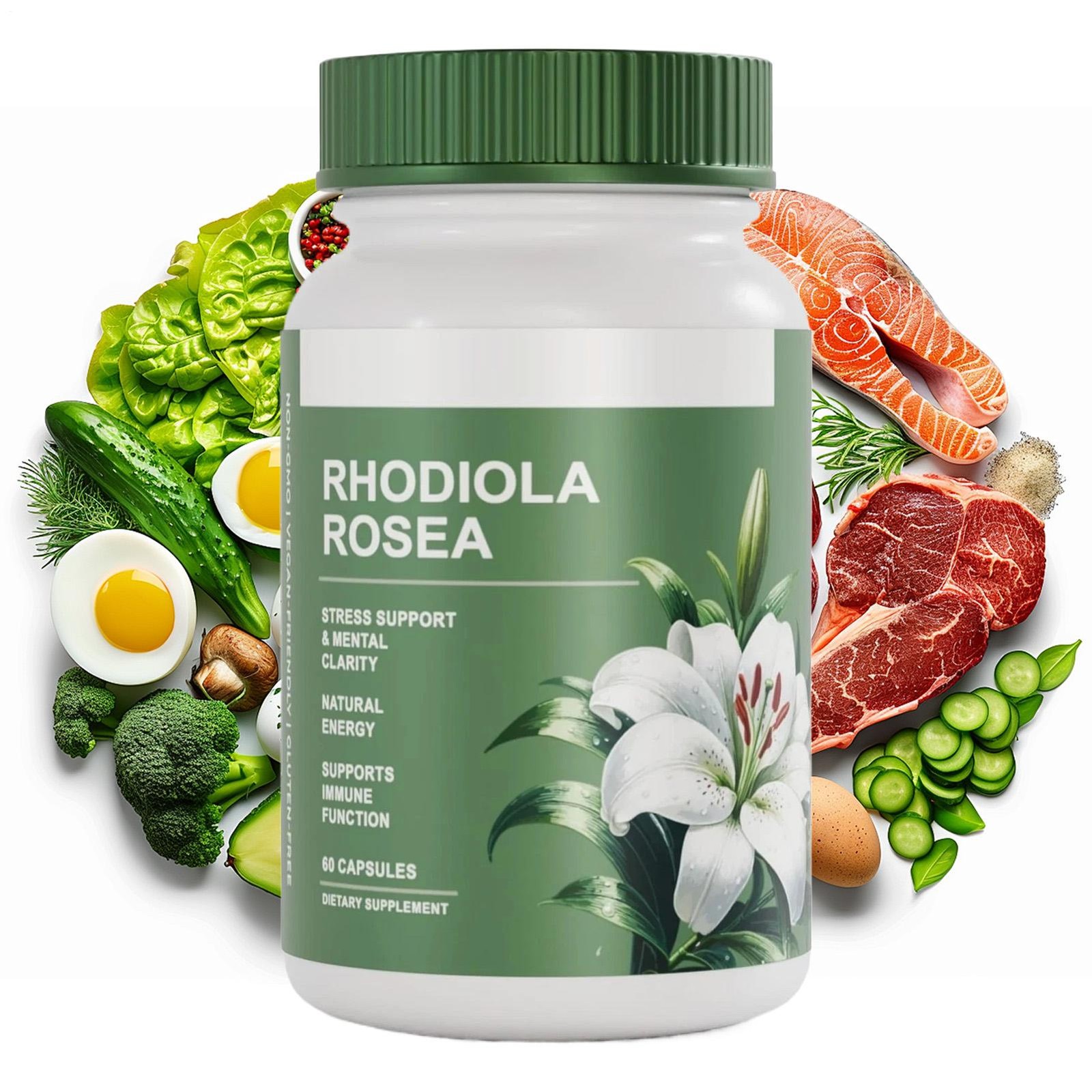Premium Salvora Rhodiola Rosea Supplement – Golden Root Adaptogen Capsules 60pcs