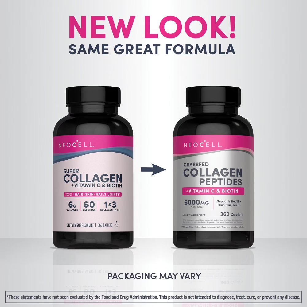 NeoCell Grassfed Collagen Peptides + Vitamin C & Biotin Caplets, 360 ct. Non-GMO