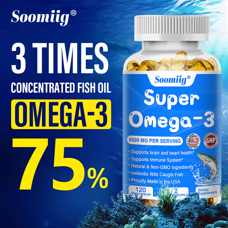 Omega 3 Supplements Brain Heart Health Support Immune 120 Softgels Non GMO