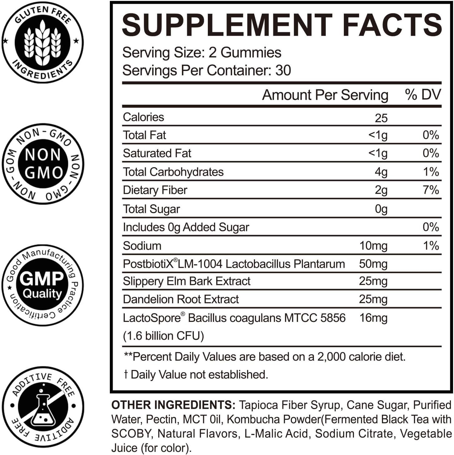 Probiotic Kombucha Gummies | Sugar Free | Probiotics Fiber Supplement for Women