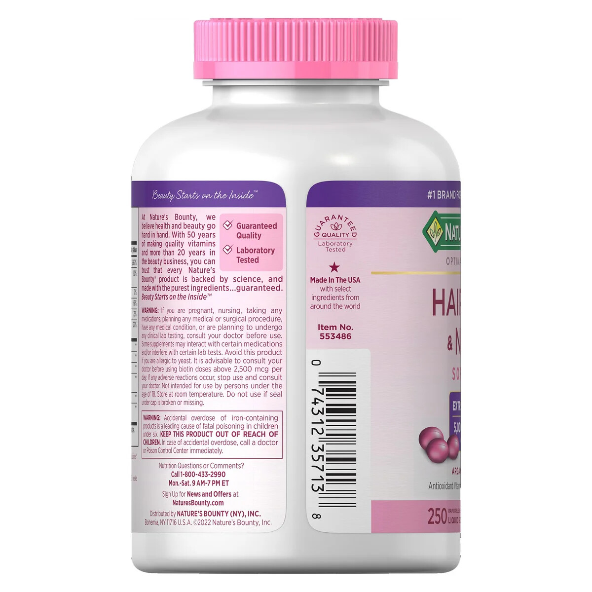 Nature’s Bounty HAIR SKIN and NAILS 250 Softgels Multivitamin 5000 mcg Biotin