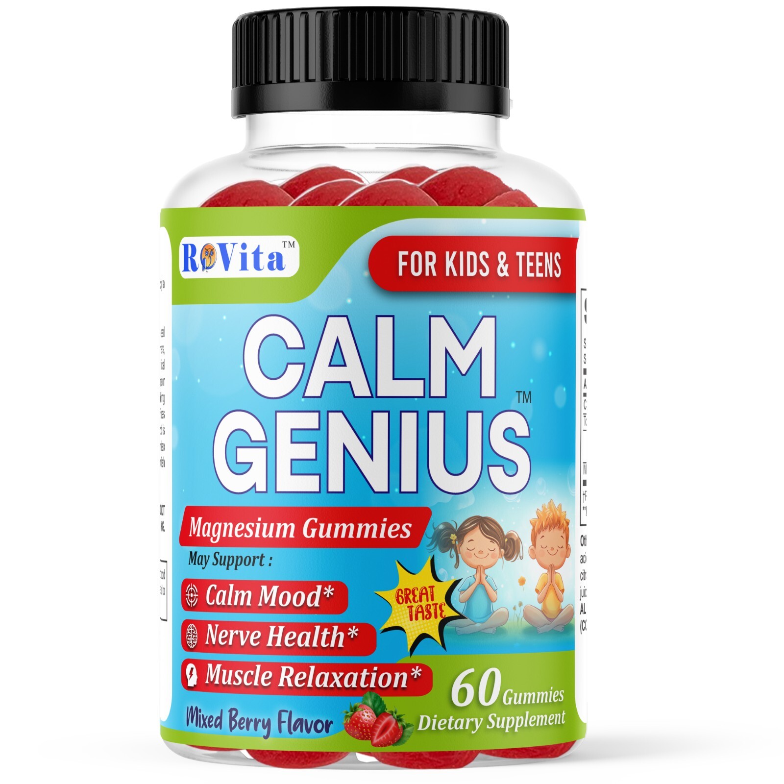 Calm Genius Magnesium Gummies for Kids – 100mg – 60 Gummies