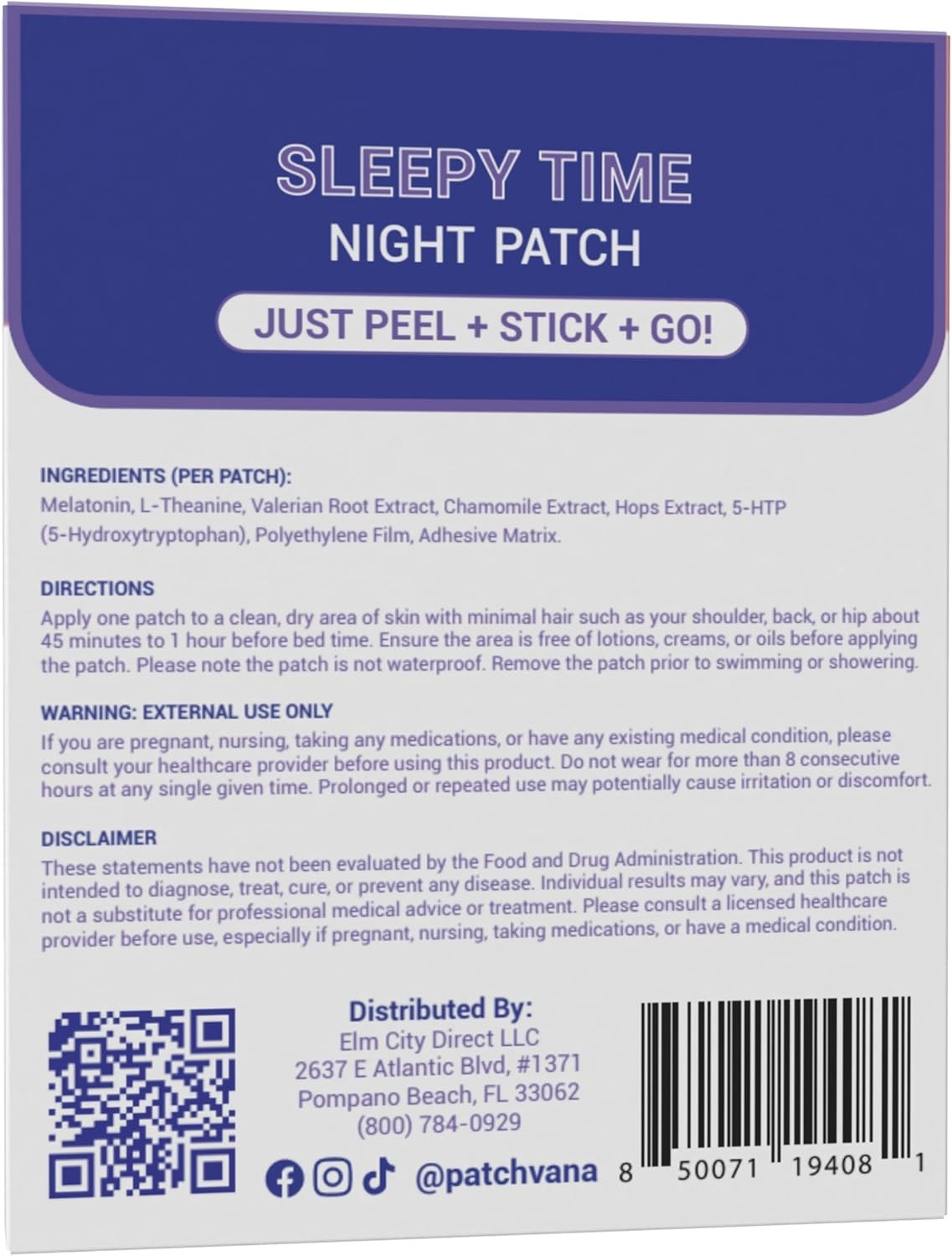 Patchvana Night Time Sleep Support Patches, Natural Sleep Aid, 30 Patches