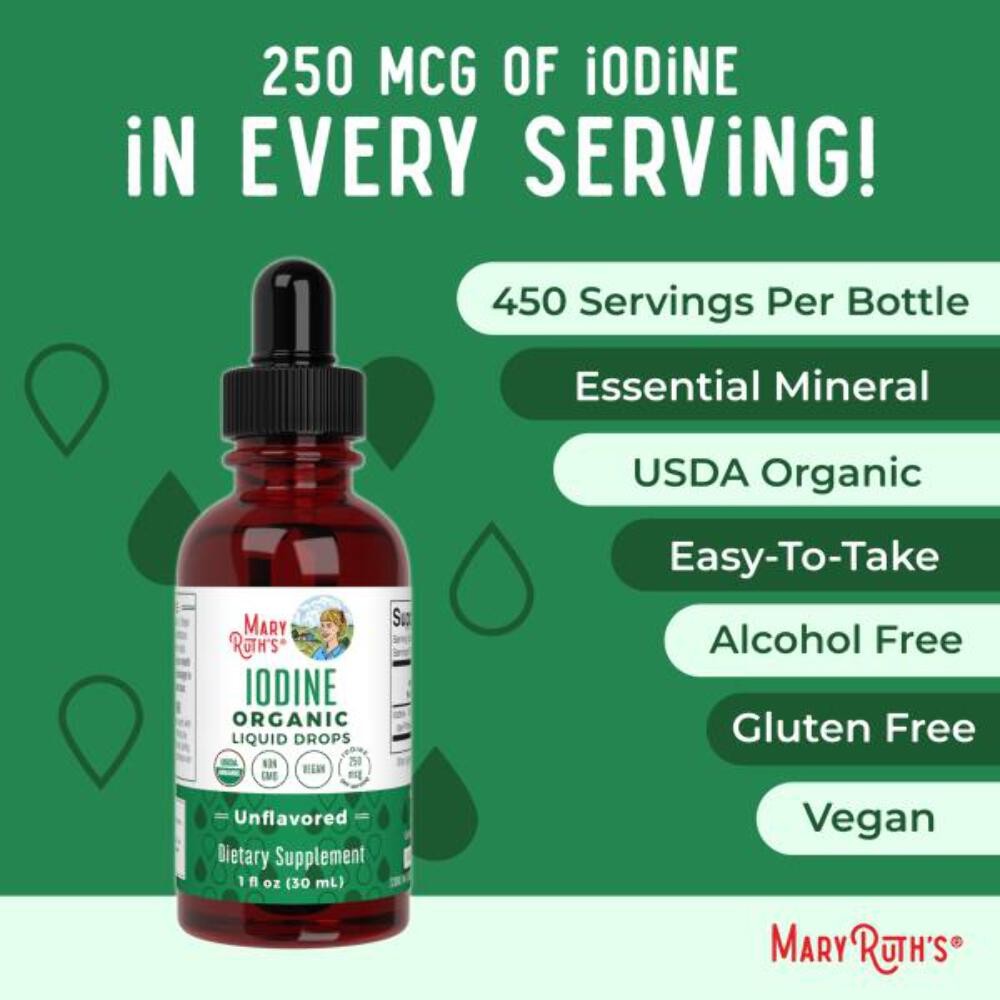 12/2026 MaryRuth Organics Iodine Liquid Drops | Potassium Iodide | 1 Year Supply