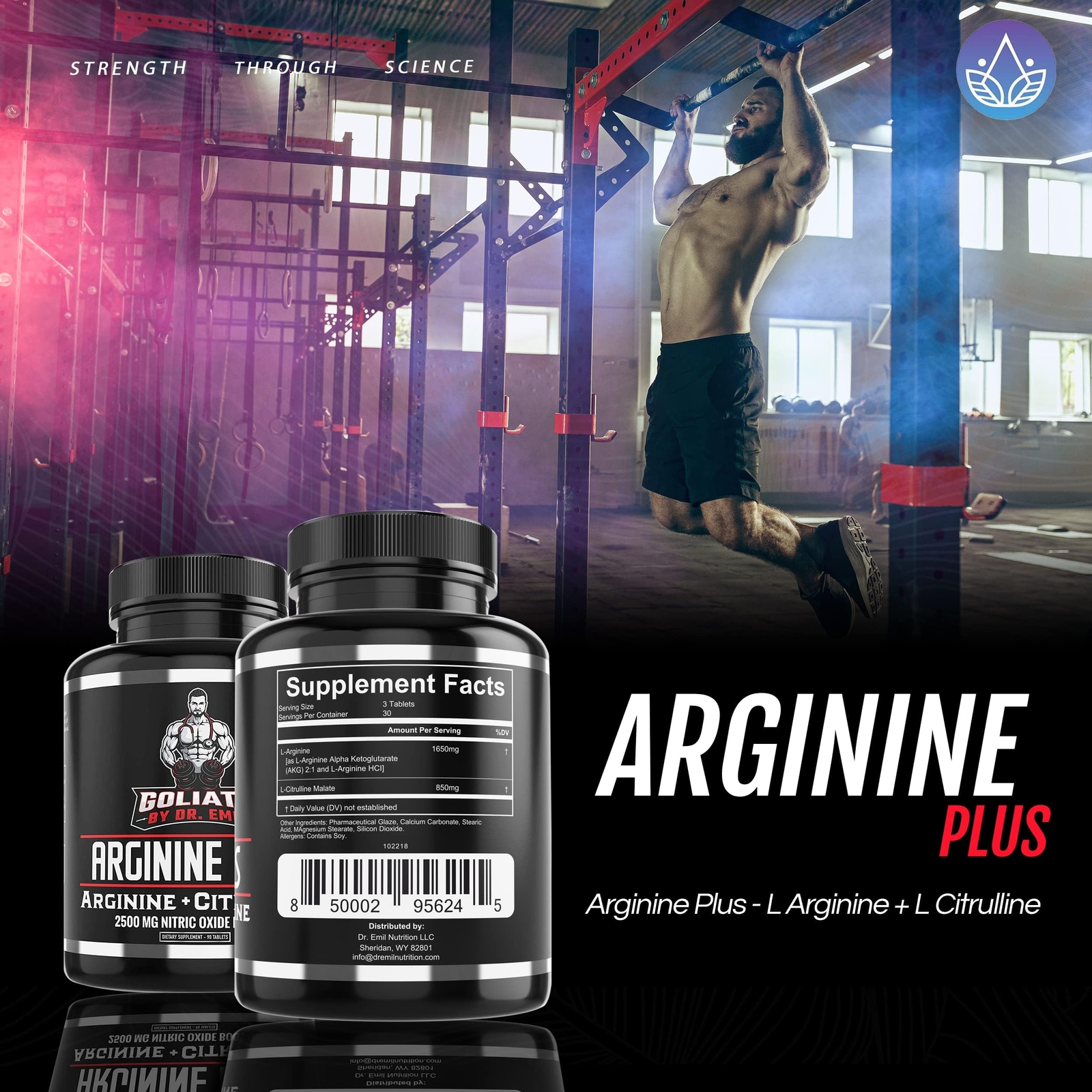 Dr. Emil’s ARGININE Plus – L Arginine + L Citrulline – 2500 MG High Dose NO B…