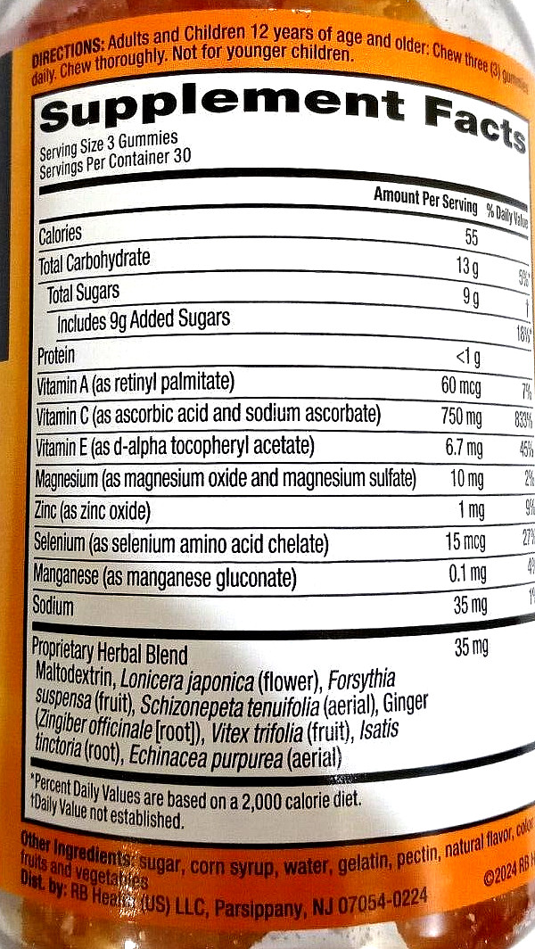 Airborne Immune Support Supplement Vitamin C 750 mg 90 Gummies EXP 01/2026