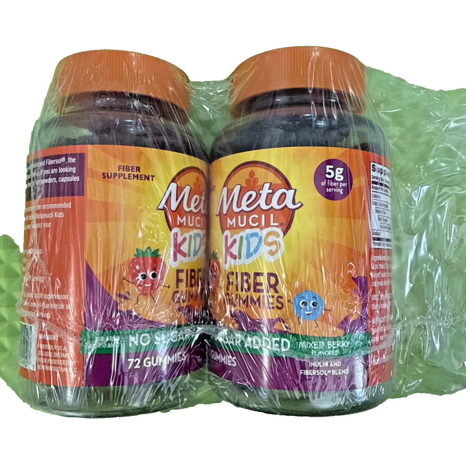 2 PackMeta Mucil Kids Mixed Berry Fiber Gummies 5g ~ 72 Gummies Each ~ EXP 09/26