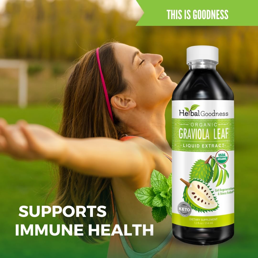 Herbal Goodness Soursop Graviola Liquid Drops 12 Fl Oz – 15X Strength Organic