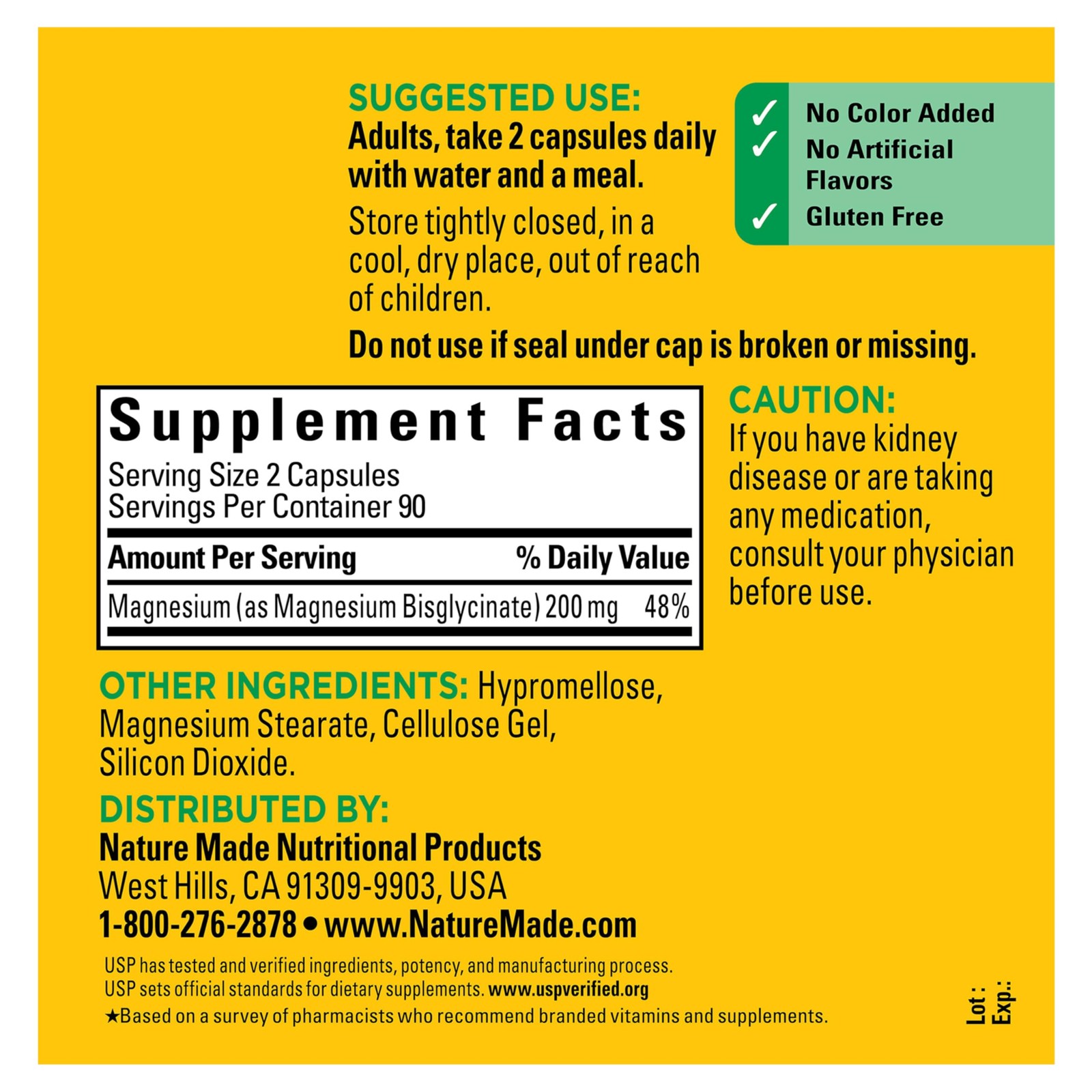Nature Made Magnesium Glycinate 200 mg per Serving, 180 180 Count (Pack of 1)