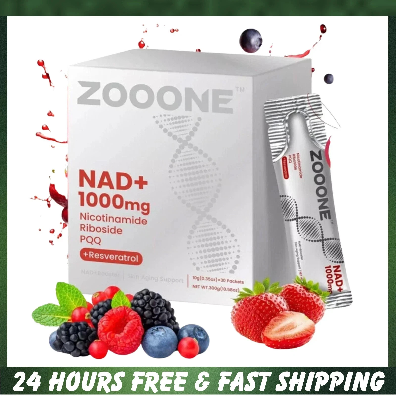 ZOONE NR1000 – High Quality NAD+ Berry Flavor Drink Mix for Anti-aging & Energy