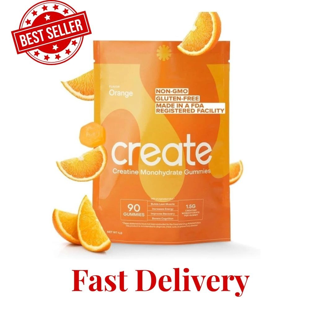 Create Creatine Monohydrate Gummies for Men & Women: Strength, Orange 90ct