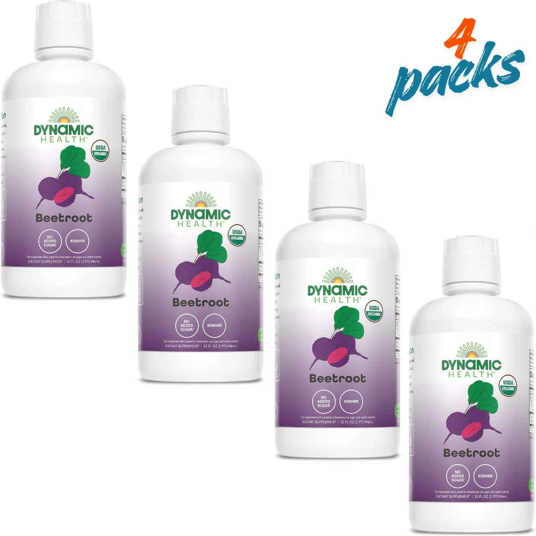 Dynamic Health Beetroot Liquid (Certified Organic) 32 fl.oz pack of 4
