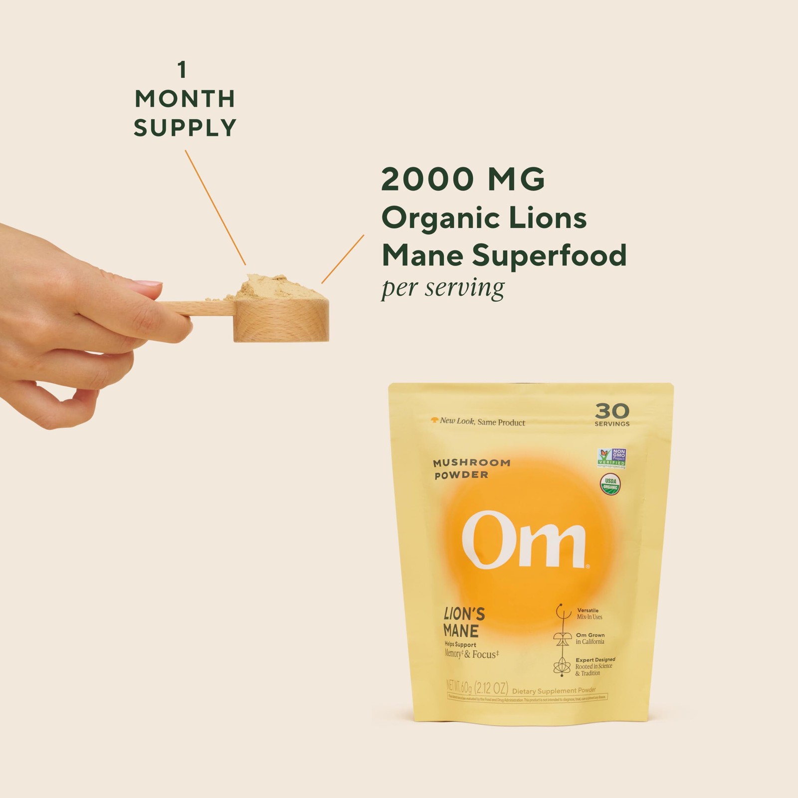 8/27 Om Lion’s Mane Mushroom Powder – Organic Mushroom Supplement and Nootropic