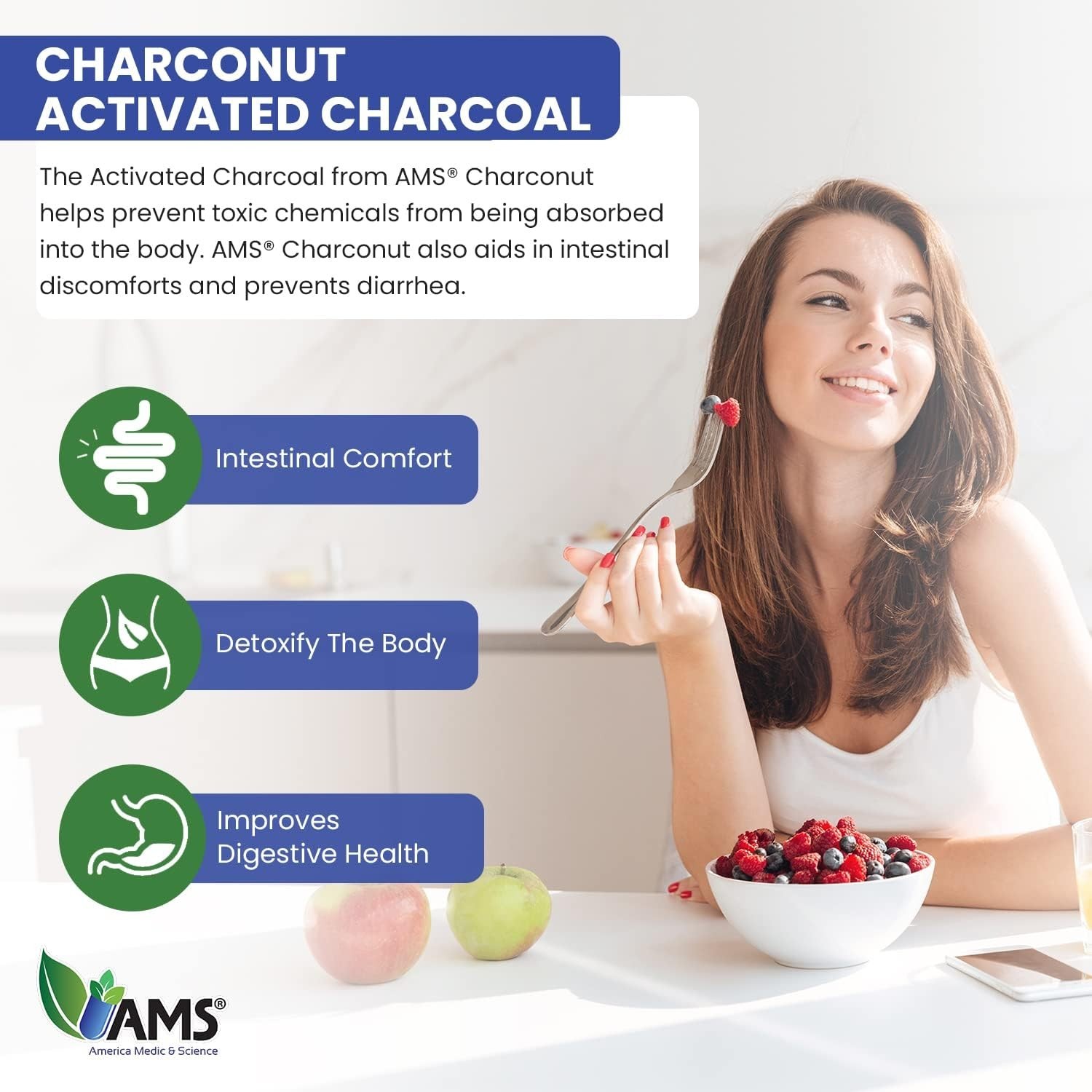 America Medic & Science Charconut 260 mg (100 Capsules) | Activated Charcoal