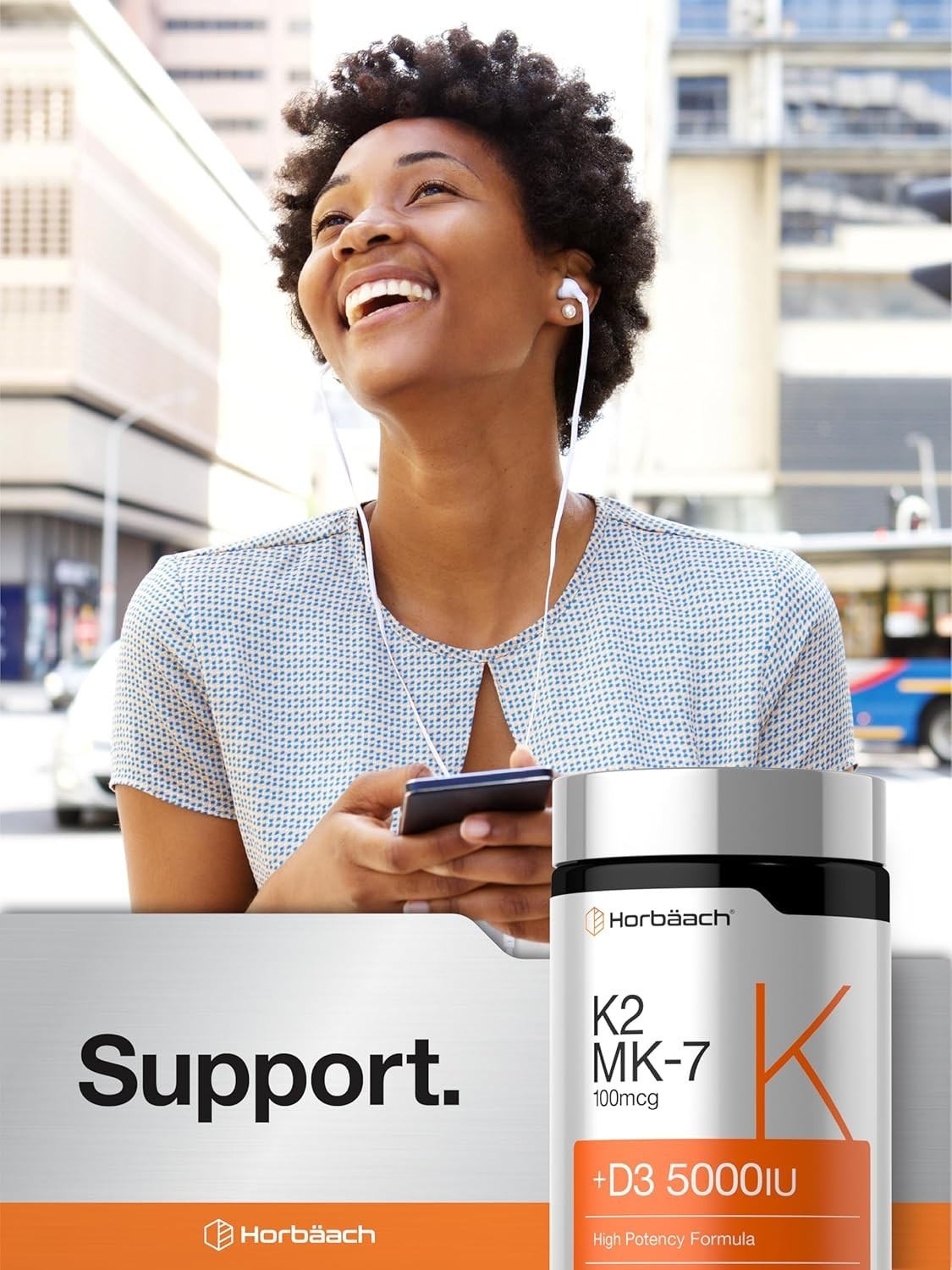 Horbäach Vitamin D3 K2 5000 iu | 100mcg MK-7 Complex | 180 Softgel Capsules | No