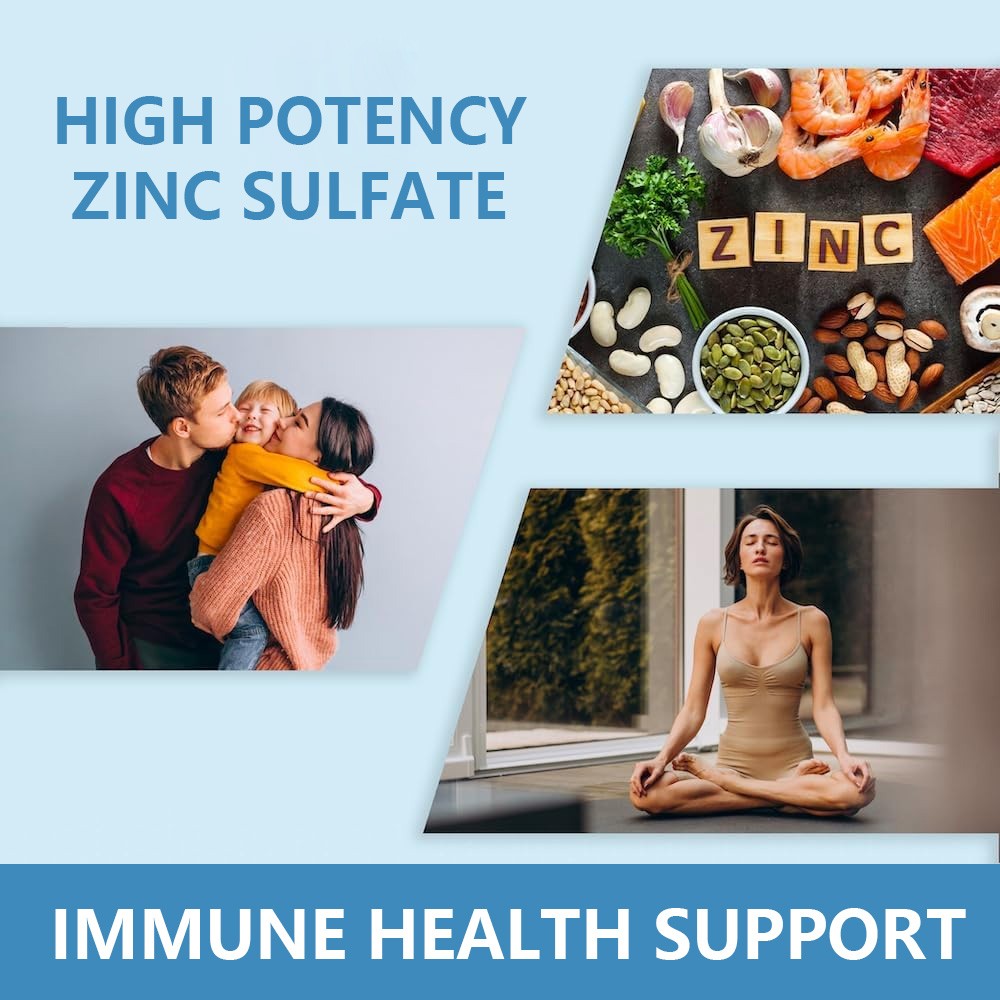 Zinc Sulfate Immune Health Support Supplement,120 Capsules,Skin & Energy Support