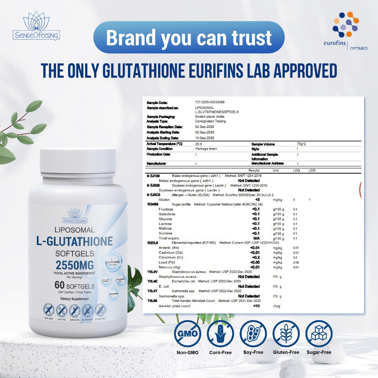 Liposomal L-Glutathione Supplement 2250mg Collagen Resveratrol Hyaluronic 2 Pack