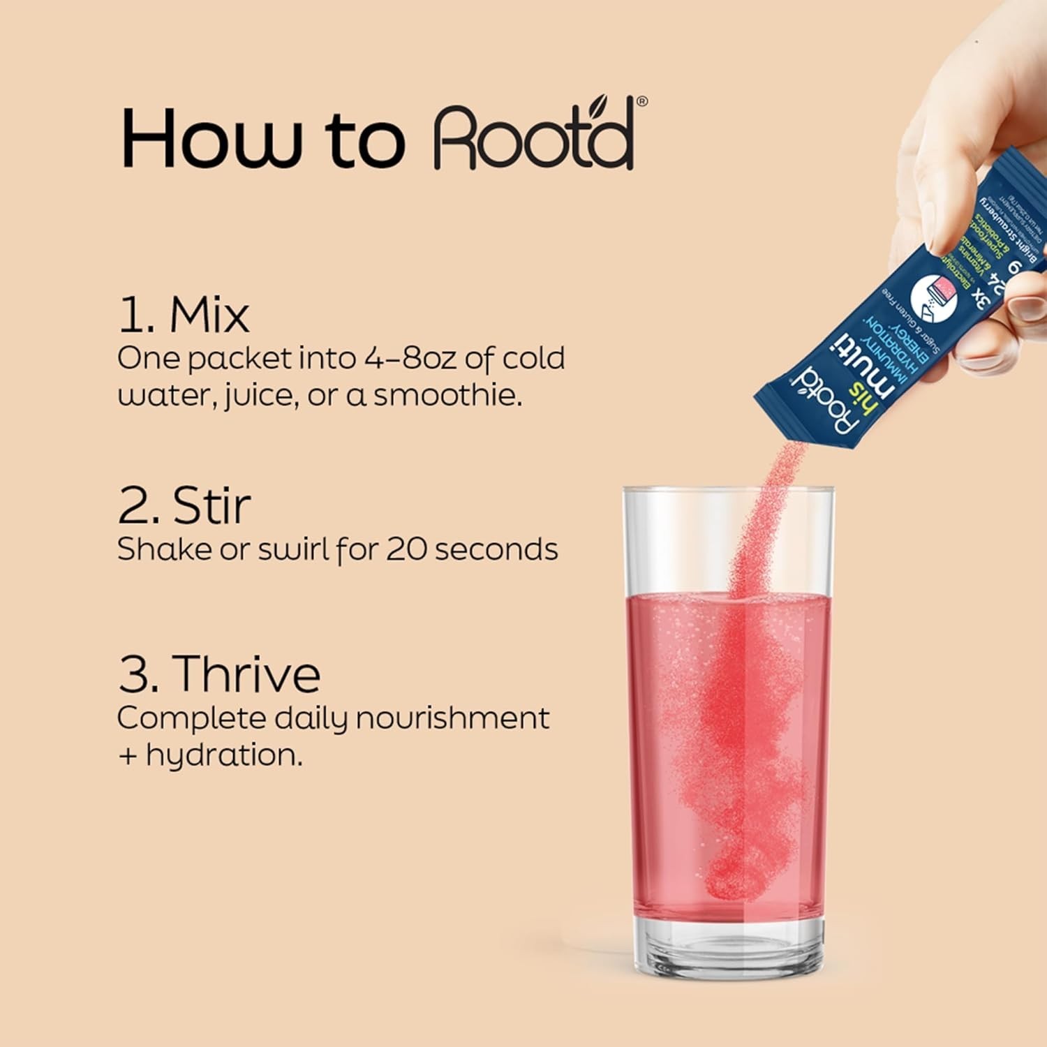 Rootd Multivitamin Powder for Men – 24 Vitamins Minerals & Electrolytes – 15ct.