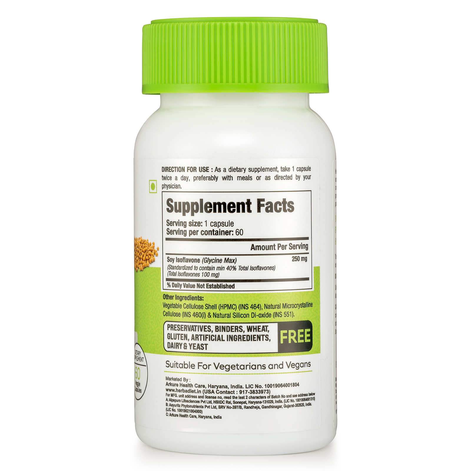 Soy Isoflavones 40% Extract Capsules for Menopause Relief & Bone Health