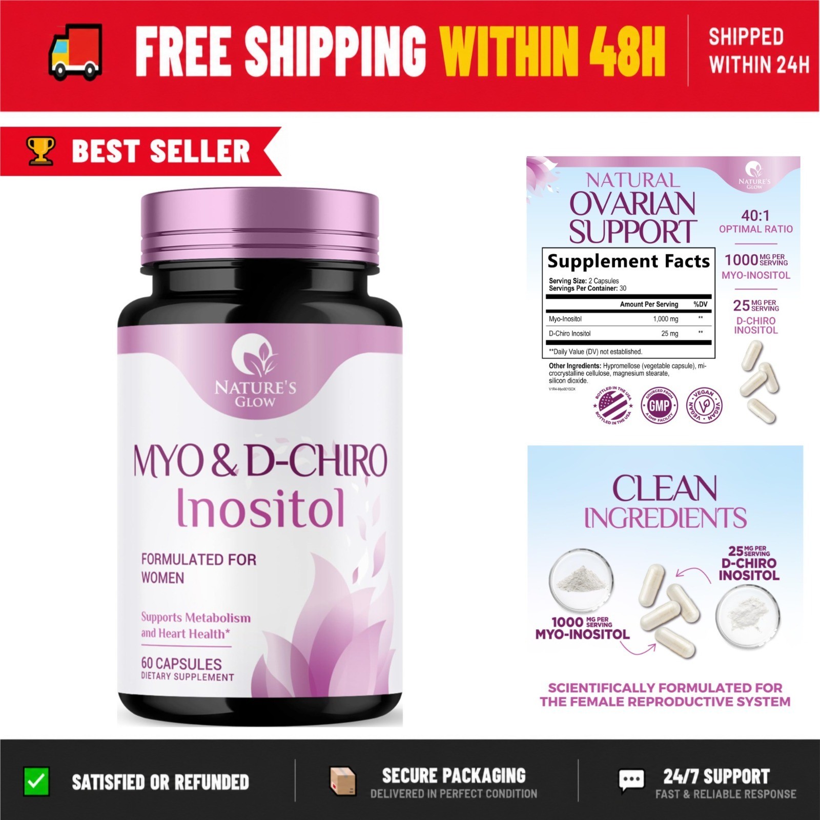 Myo-Inositol & D-Chiro Inositol 1025mg – Vegan Hormone Support Capsules