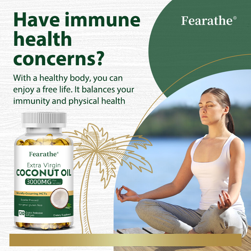 Coconut Oil Capsules (3000mg) 30 To 120 Caps – Gluten Free and Non-GMO