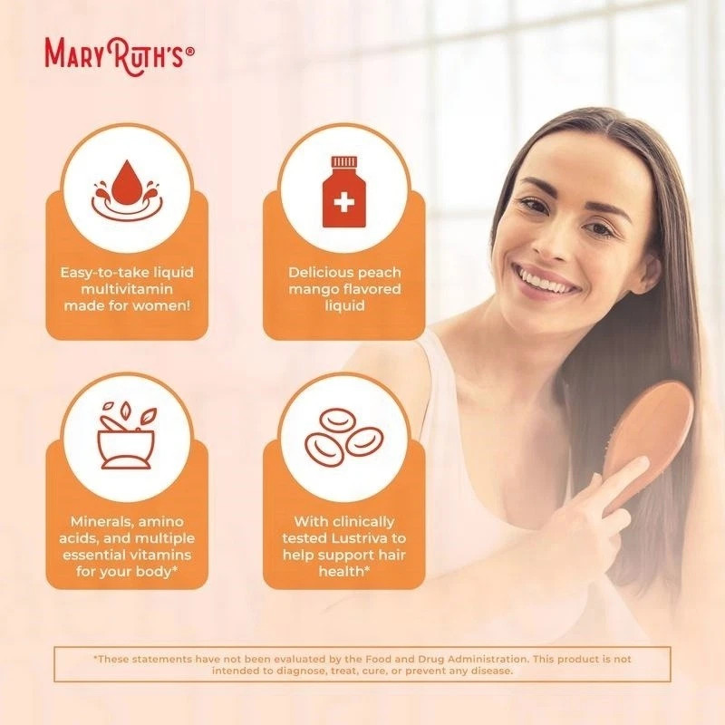 Mary Ruth’s Liquid Morning Multivitamin + Hair Growth – Peach Mango – 15 fl oz1-