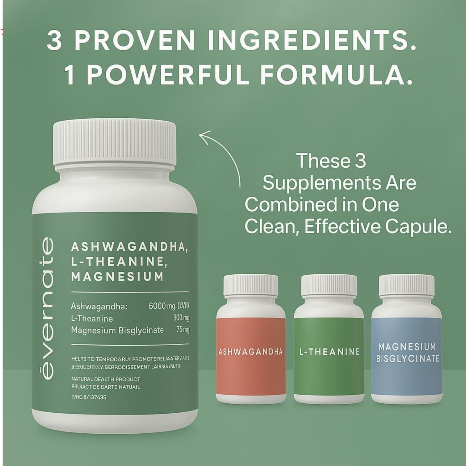 Ashwagandha 6000mg w L-Theanine 200mg Magnesium Bisglycinate 120 Ct Canada