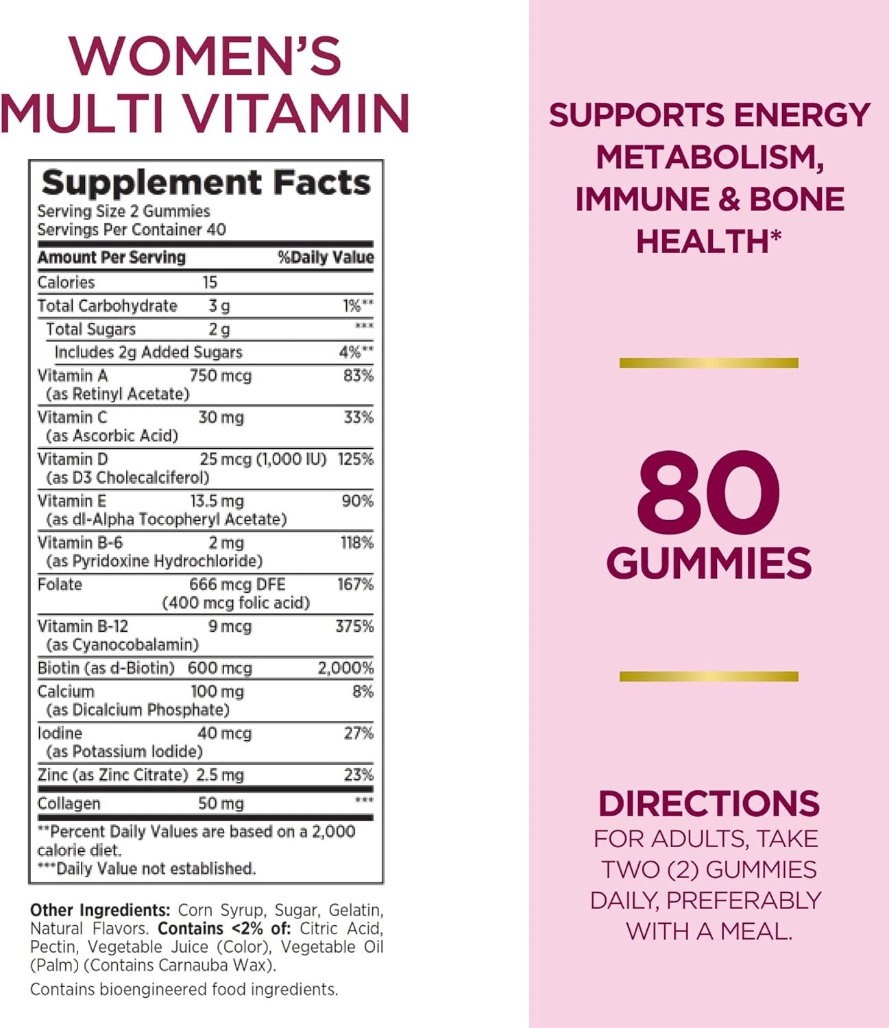 3 Pack Women’s Multi Vitamin 240 Gummies 3×80 50mg Collagen Optimal Woman Health