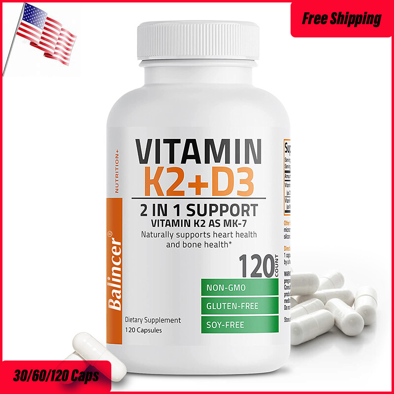 Vitamin K2 (MK7) + D3 Extra Strength Bone & Heart Health Non GMO, 30/60/120 Caps