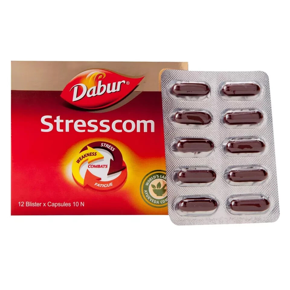 Dabur Stresscom Ashwagandha 120 Capsules Withania Somnifera Extract