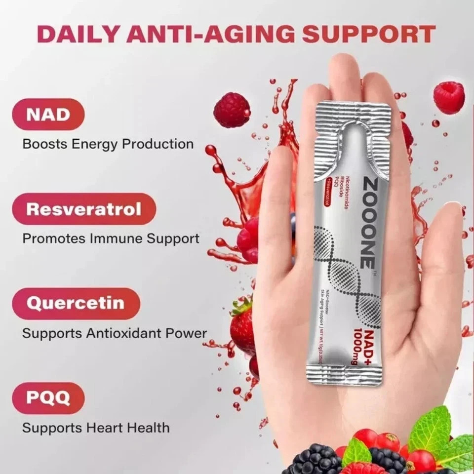 NR1000 Mix Drink NAD+ – Berry Flavor, Energy & Skin Support, 30 ZOOONE NEW! Pack