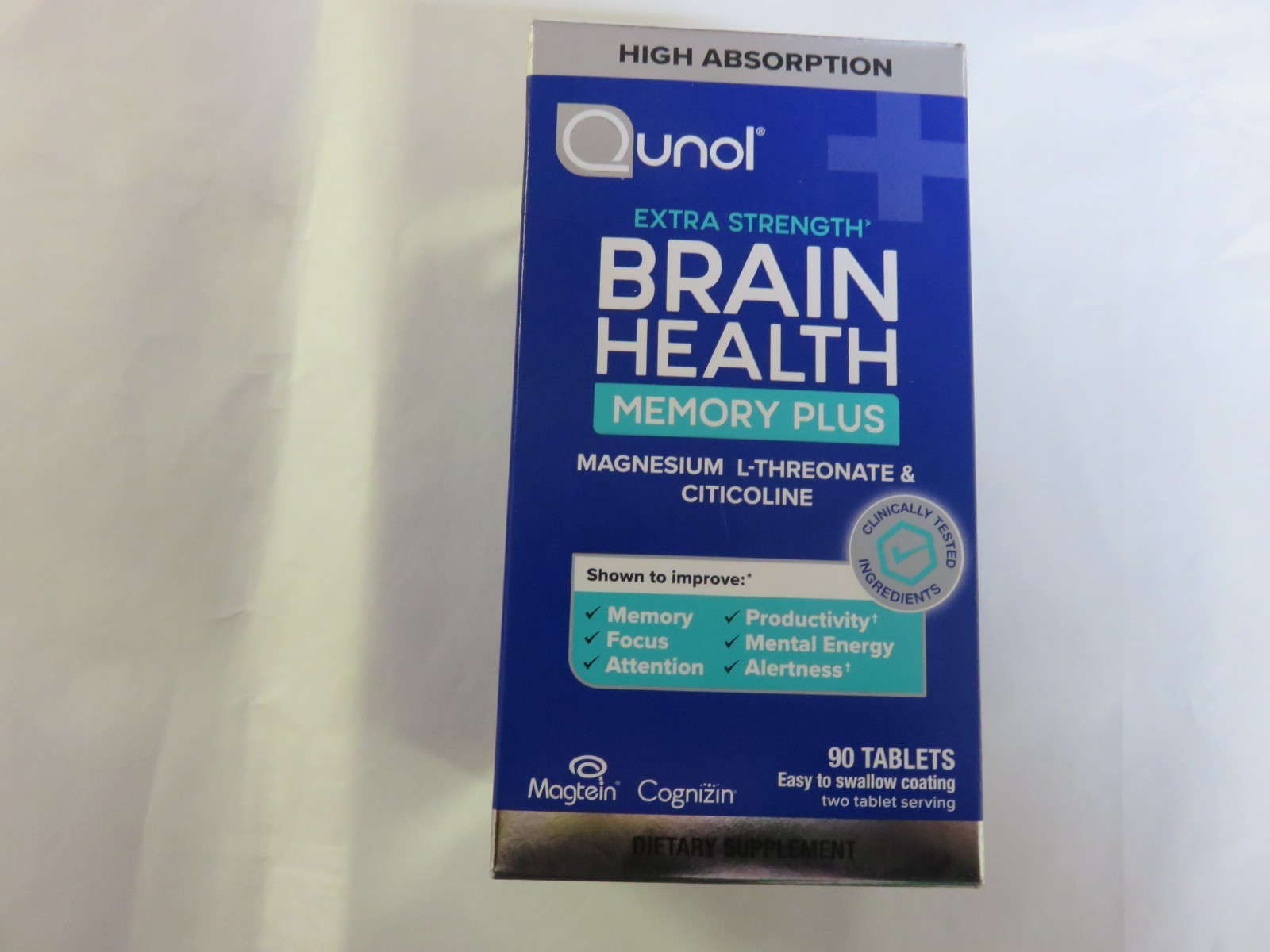 QUNOL BRAIN HEALTH MEMORY PLUS 90 TABLETS MAGNESIUM L-THREONATE & CITICOLINE NEW