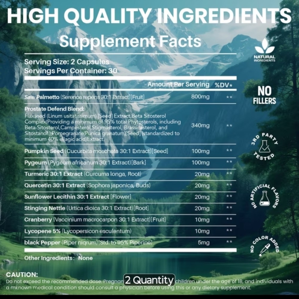 Saw Palmetto Complex Blend 1445 MG for Bladder Kidney CIRCULATION 2 PACK