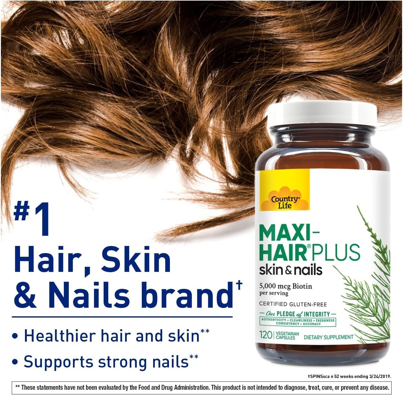 Maxi-Hair Plus Biotin, Supports Healthy Hair, Skin and Nails, Daily Supplemen…
