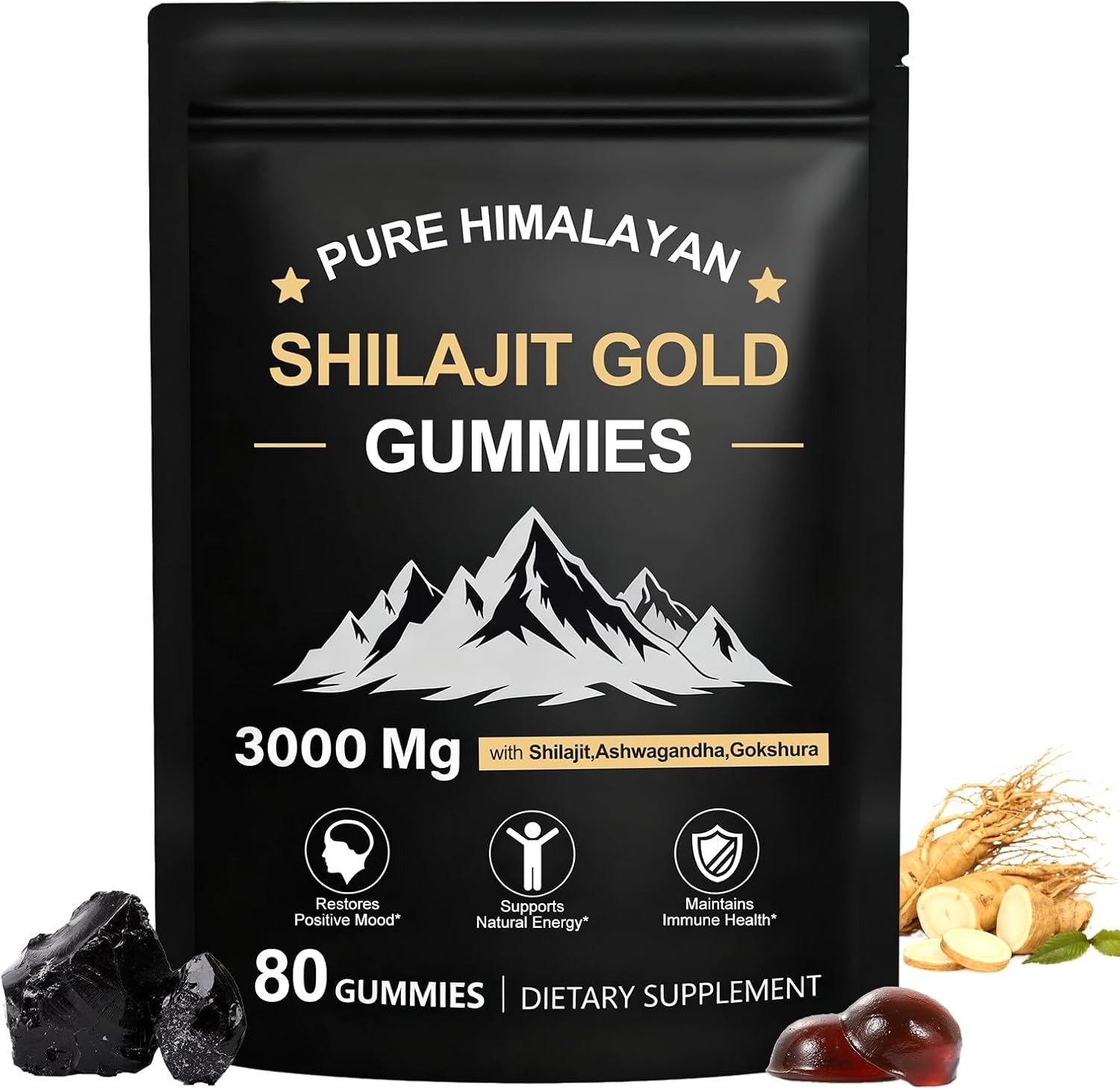 Pure Himalayan Shilajit Gummies with 60 Count (Pack of 1) – FREE