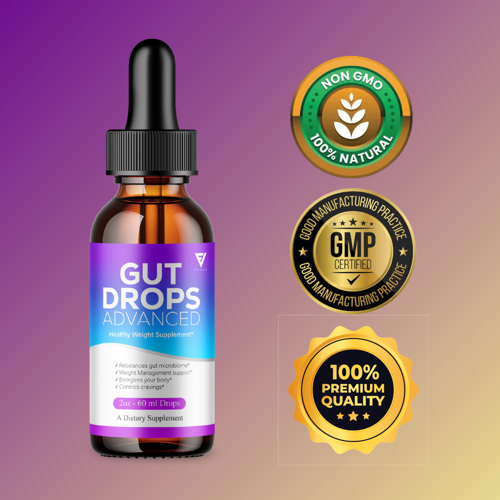 (3 Pack) Gut Drops Supplement GutDrops Maximum Strength Overall Wellness (6oz)