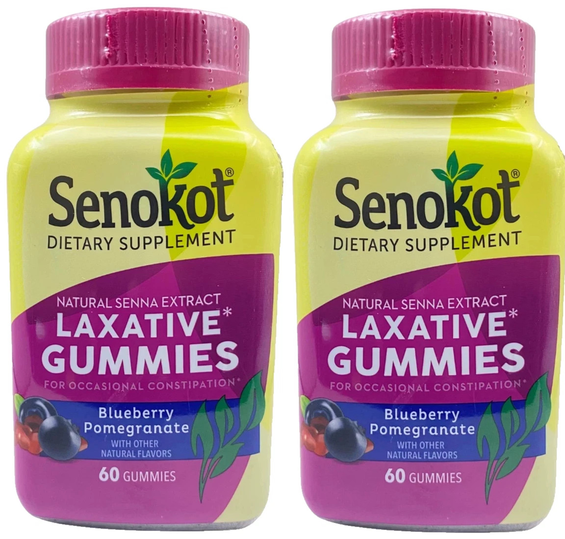 Lot Of 2 – Senokot Laxative Gummies 60 Count Blueberry Pomegranate Supplement