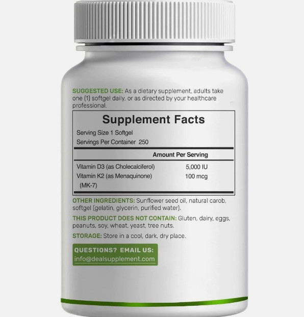 NEW 1PC Vitamin D3 + K2 DEAL SUPPLEMENT Immune Support Strong Bones