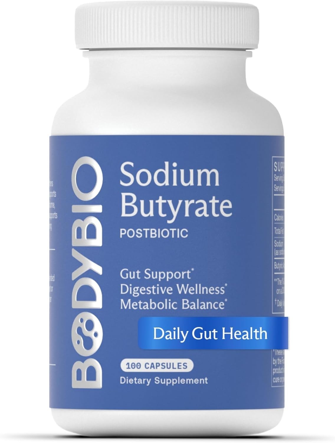 Butyrate Sodium Postbiotic – 100 Count Capsules for Gut & Digestive Health