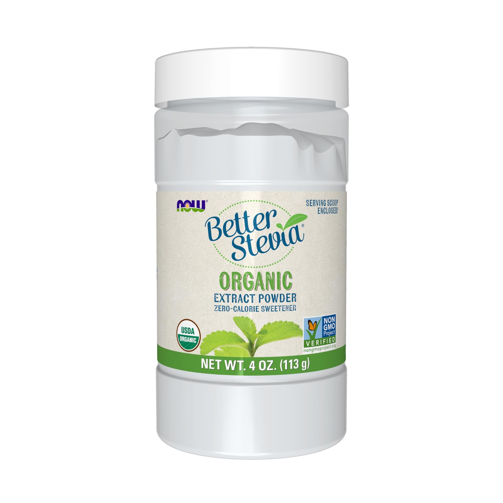 NOW Foods BetterStevia Organic Zero-Calorie 4 Ounce (Pack of 1), Off White