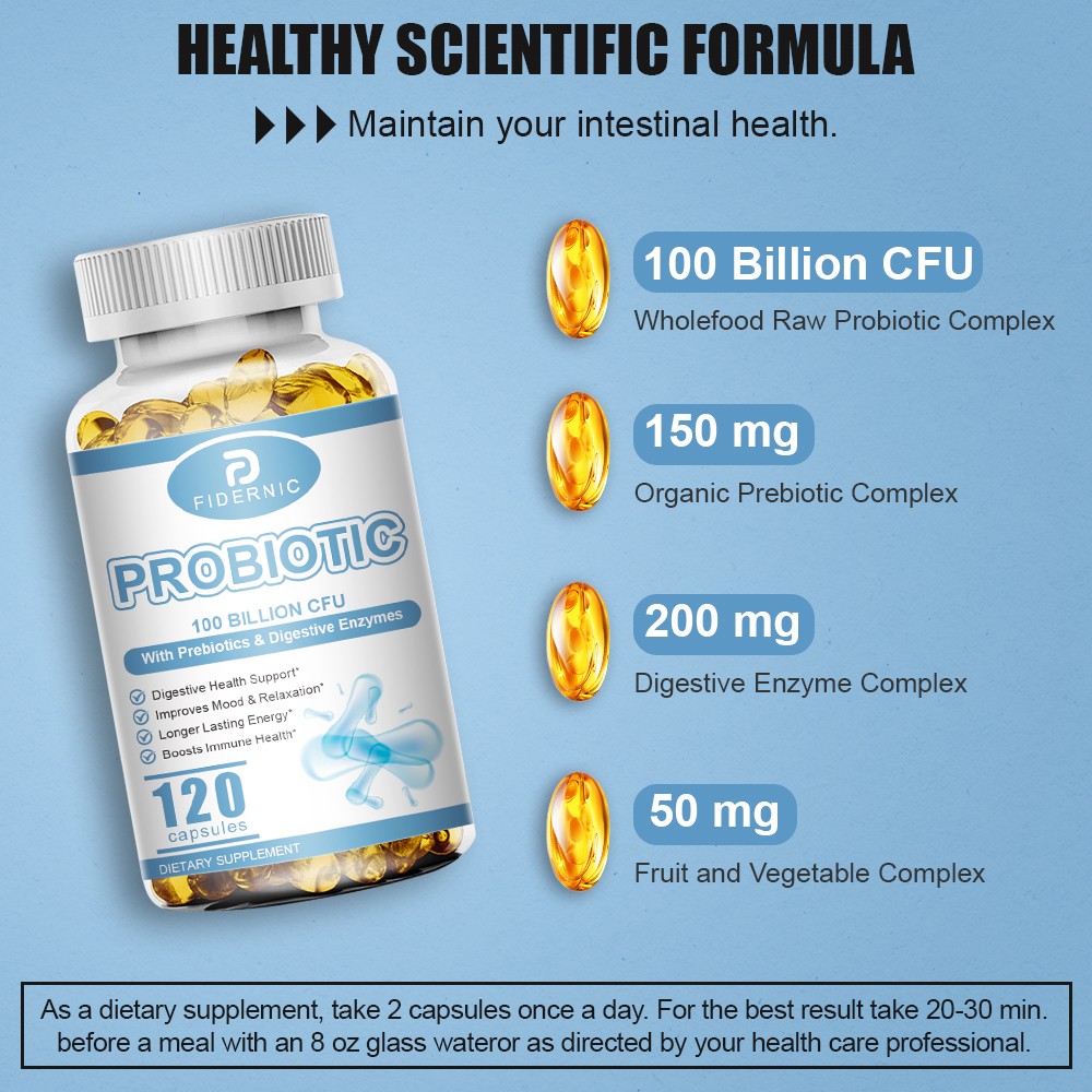120pcs Raw Probiotics 100 Billion CFU Gut Health Digestive & Immunity Support