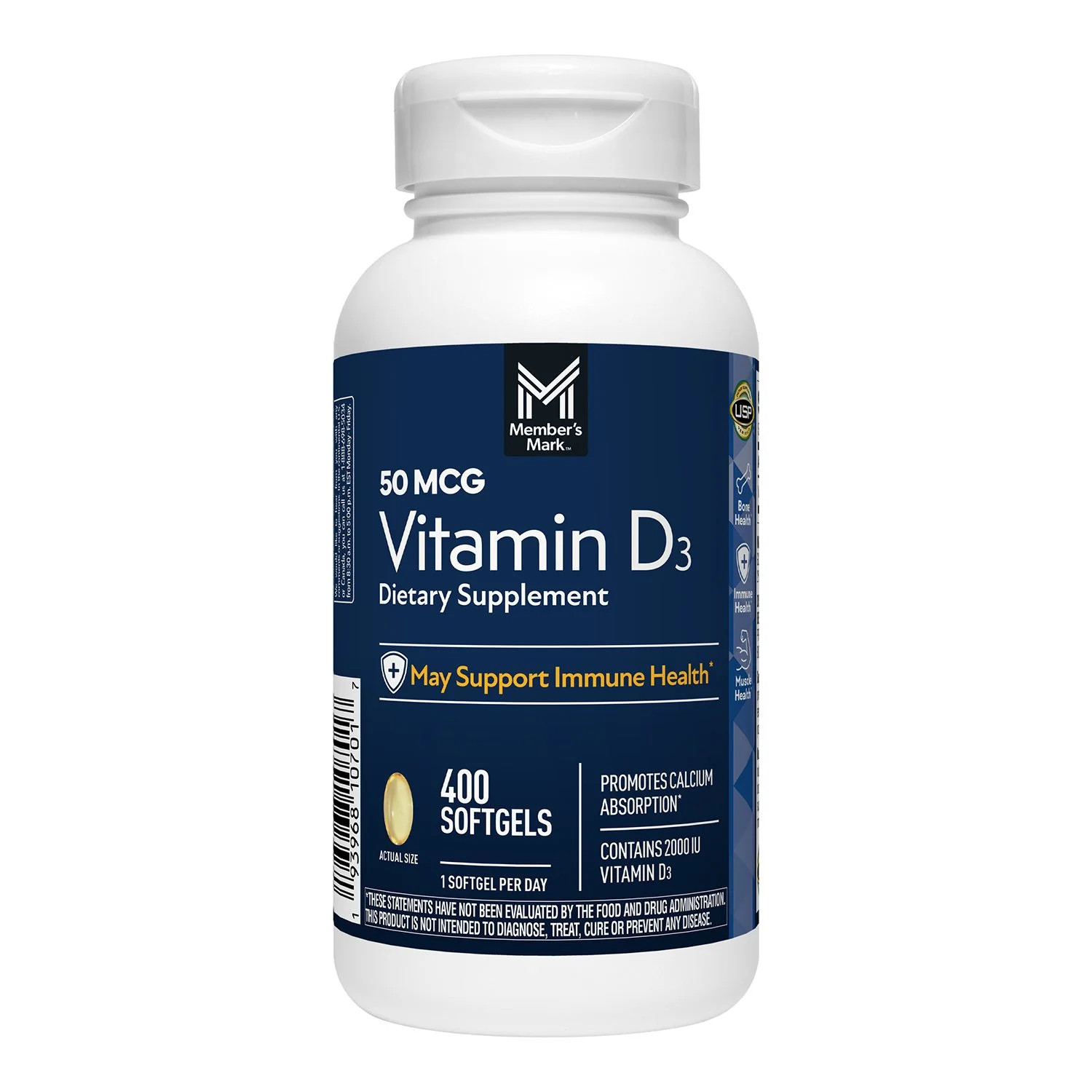 Vitamin D3 Softgels 2000 IU, 50 mcg, 400 count — Immune Health Support