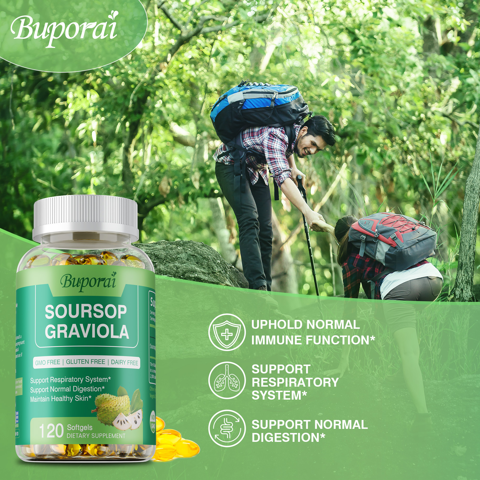 Soursop Graviola Capsules 1000mg – Antioxidant, Lung Cleanse, Respiratory Health