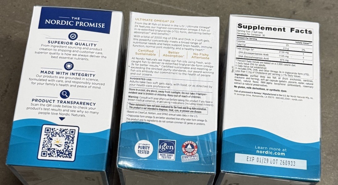 3 Pack Nordic Naturals Ultimate Omega 2X 2150mg – 60 Soft Gels Each Exp. 04/2029