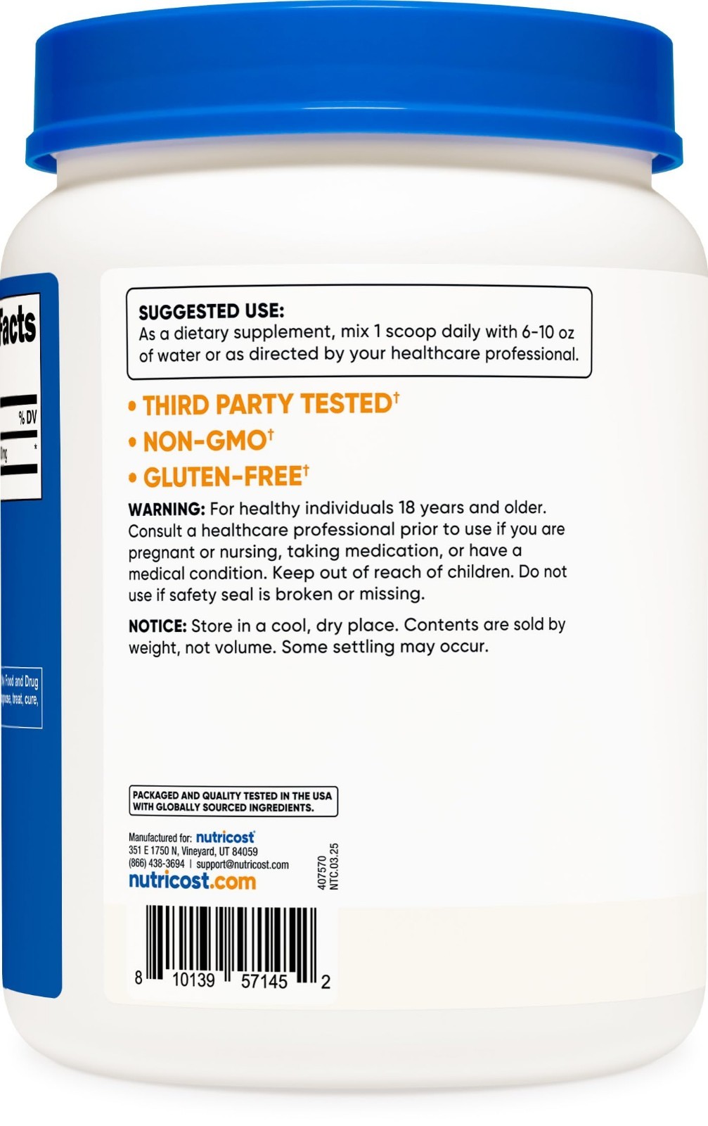 Pure L-Lysine Powder 1KG (2.2lbs) – Gluten-Free, Non-GMO, Amino Acid Supplement
