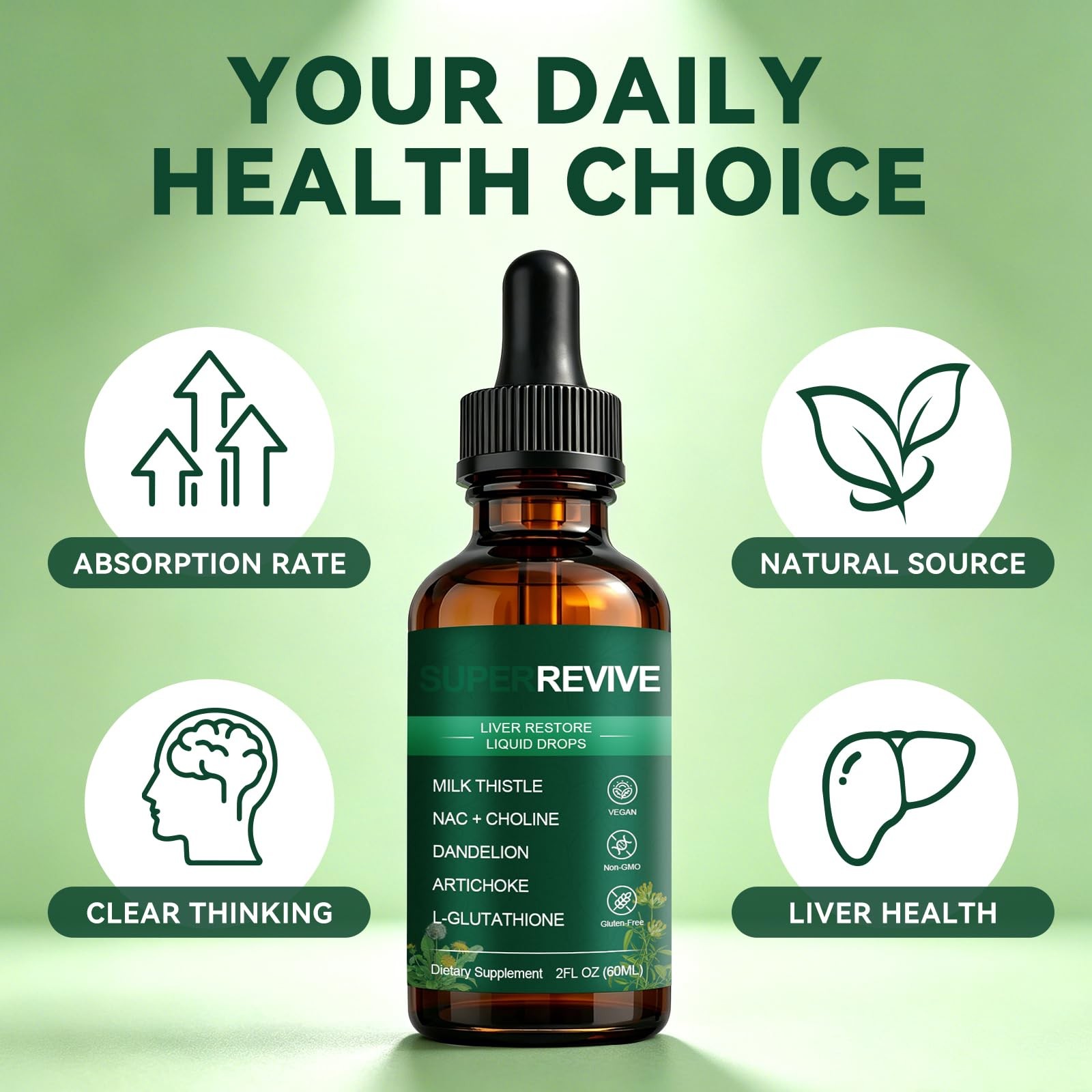 Liver Restore Drops Liver Support Supplement, 2 Fl Oz